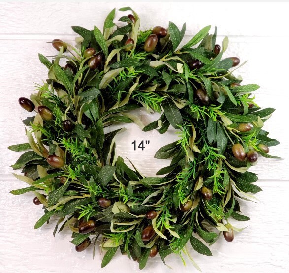 Christmas Olive Leaf Wreath Artificial Berry Wreath Imitation Peace Olive  Branch Garland for Home Party Dark Green 