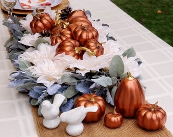 Koper- en goudgeverfde pompoenen | Herfst Thanksgiving Decor