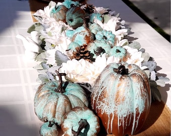 Copper Patina and Bronze Pumpkins | Fall Decorations | Thanksgiving Pumpkins | Fall Copper Patina Pumpkins