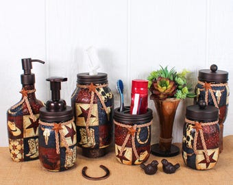 Handmade Western Bath Set: Cowhide, Boots & Texas Star