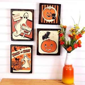 Vintage Style Halloween Wood Signs/Shelf Sitters | Up-cycled Wood