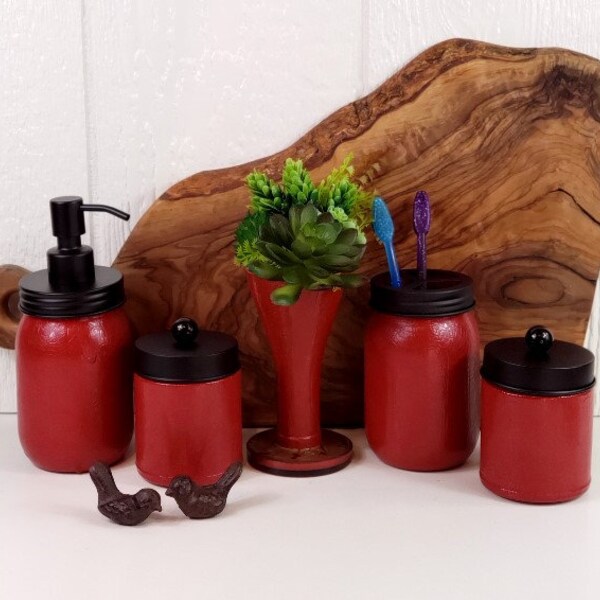 Red Bathroom Decor - Etsy