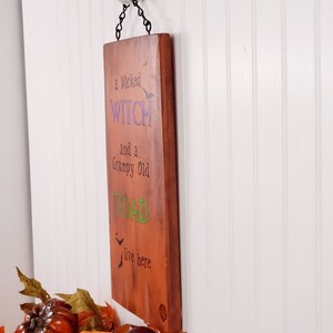 A Wicked Witch and a Grumpy Old Toad Live Here Sign Made From Up-cycled ...