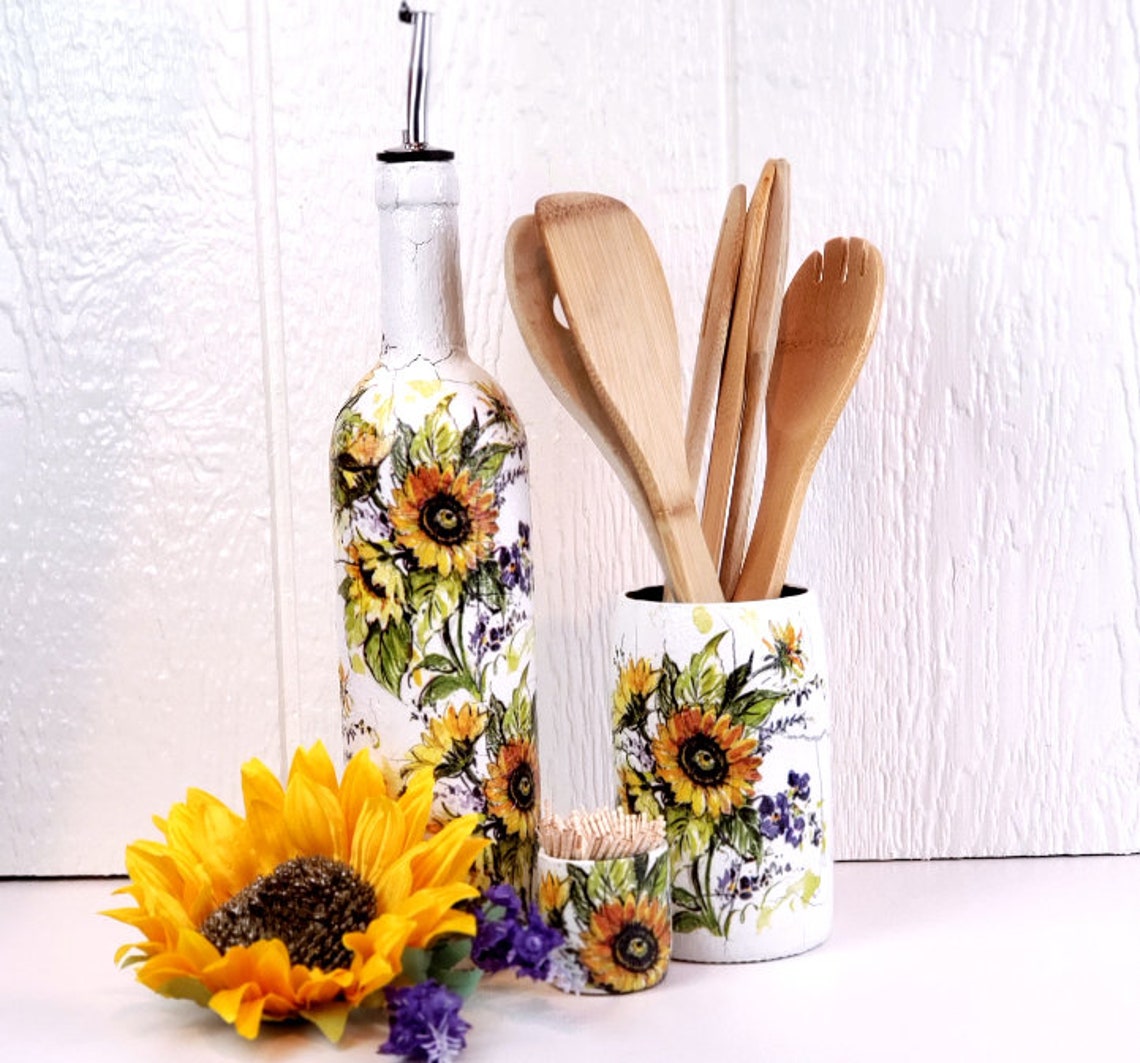 Sunflower and Lavender Kitchen Accessories 25.4 Oz Upcycled Etsy