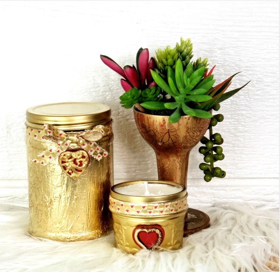 Valentine Strawberry Champagne Essential Oil Soy Up-cycled Jar Candle