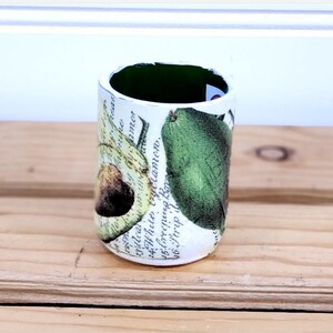 Handmade Avocado Botanical Oil Cruet | Up-cycled Bottle Kitchen Decor Toothpick Holder