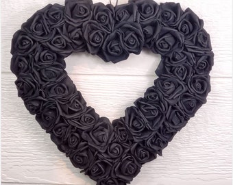 Gothic schwarze Rosenherz Kranz | Viktorianischen Valentinstag Dekor