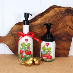 Frog Prince Bottle Soap Dispenser: Upcycled Hand-Painted Decor