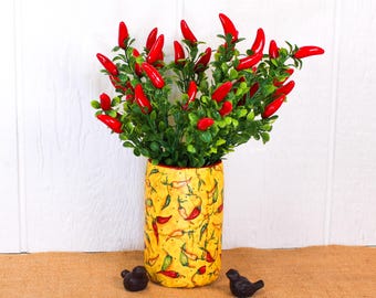 Upcycled Chili Pepper Bottle Vase: Fiesta Kitchen Decor