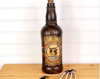 Upcycled Werewolf Fur Bottle Light: Doctor Kelloggz Apothecary Luminary