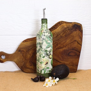Handmade Avocado Botanical Oil Cruet | Up-cycled Bottle Kitchen Decor image 17