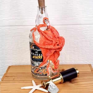 Kraken Attacks California Golden Gate Bridge Octopus Limited Edition Up-cycled Bottle Light or Decanter | Hand Sculpted Octopus Art