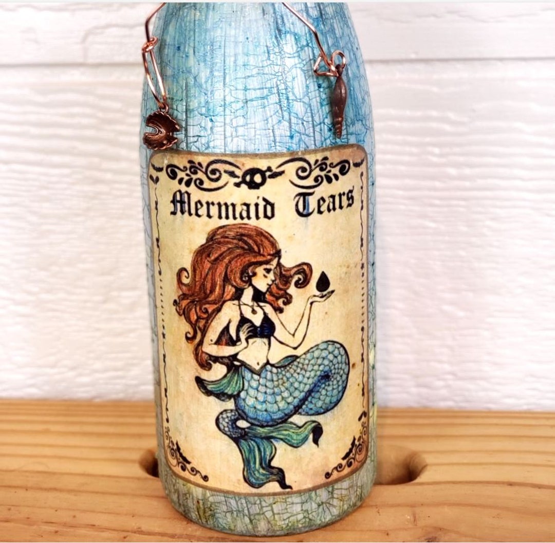 Mermaid Tears Apothecary Up-cycled Bottle Light Up-cycled Wine Bottle ...