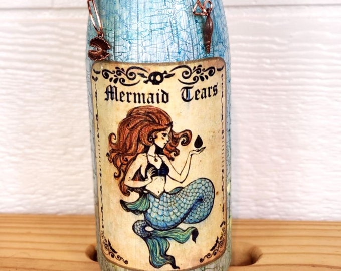 Mermaid Tears Apothecary Up-cycled Bottle Light Up-cycled Wine Bottle ...