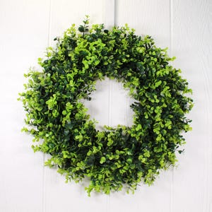 Everlasting Boxwood Wreath 16&quot;, 21&quot; and 25&quot; | Modern Farmhouse Wreath | Everyday Wreath | UV Resistant Indoor or Outdoor Wreath