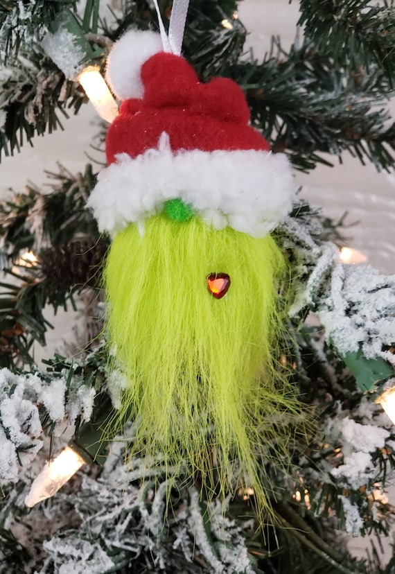 Grinch Wichtel Weinkorken Ornament | Handgemachte Weihnachtsmütze Dekor