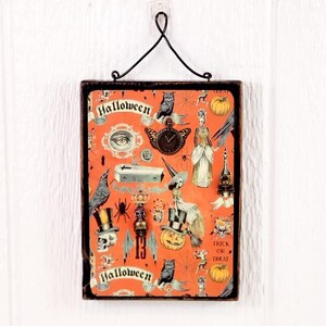 Houten borden in vintage stijl voor Halloween/plankenhouders | Geüpcycled hout Halloween Motif