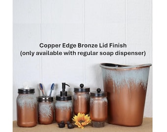 Copper Patina Up-cycled Jar Bathroom Set | Bathroom Accessary | House Warming Gift