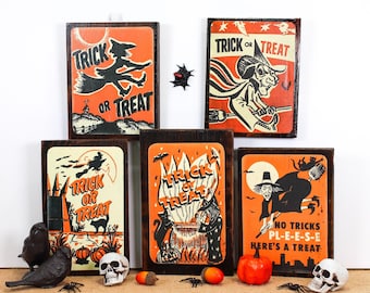 Vintage Style Halloween Holzschilder/Kantenhocker | Upcycled Holz