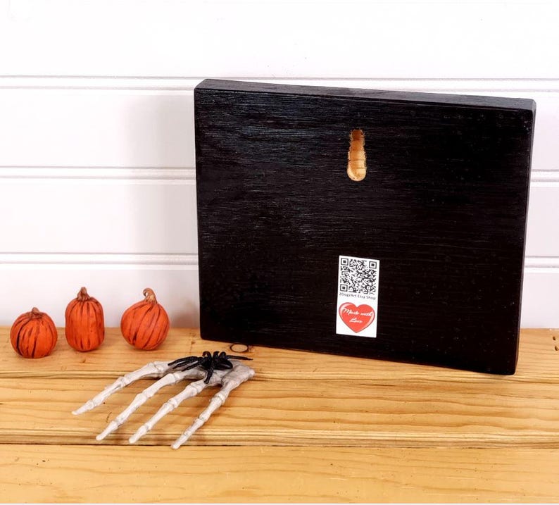 Houten borden in vintage stijl voor Halloween/plankenhouders | Geüpcycled hout afbeelding 8