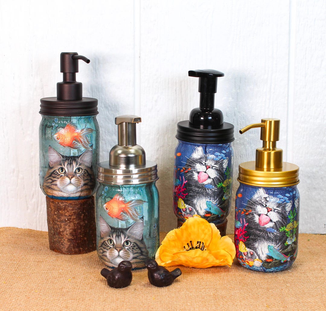 Cat and Goldfish Hand Soap / Lotion Dispensers | Foam Soap Dispenser ...