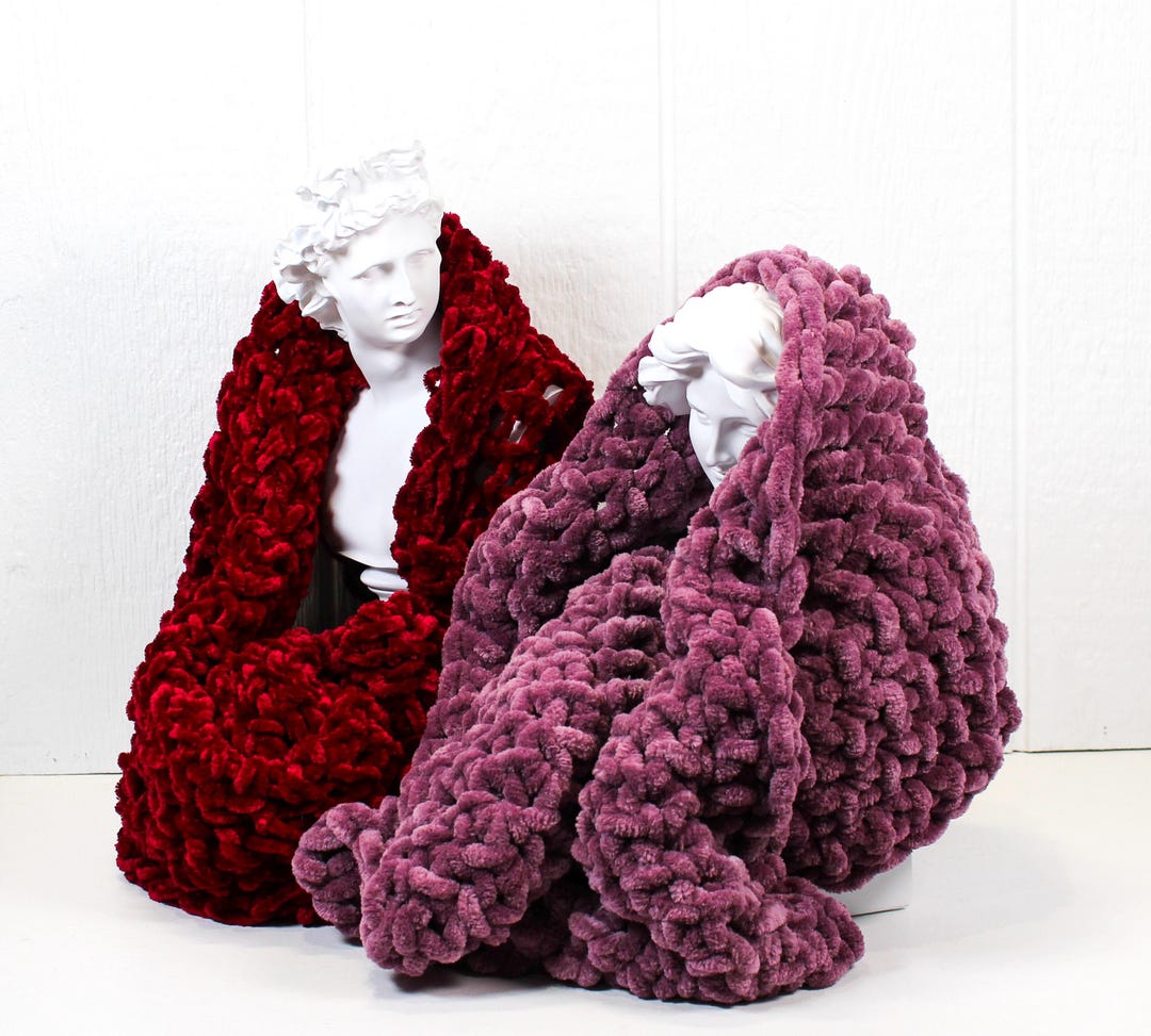 Handmade Chunky Chenille Infinity Scarf: Rhubarb & Elderberry - Etsy