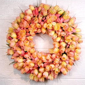 Spring Wreath | Yellow Blush Tulip Wreath | Spring Wreath | Country Wreath | Farm House Wreath | Rustic Wreath