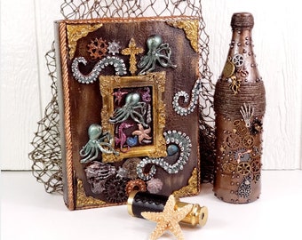 Steampunk Octopus versteckte Geheimnisse Schatzbuch Box