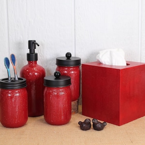 Upcycled Kunstleder-Set in Rot | Handgemachte Glas Dekor