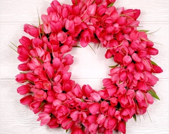 Spring Dark Pink Tulip Wreath | Spring Wreath | Easter Wreath | Farmhouse Wreath |Country Wreath | Rustic Wreath