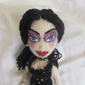 Mortisia Addams Instant Download Knitted Doll Pattern Hand knit Doll Pattern Mortisha Adams Doll Goth Knit Doll DIY pattern Angelica Huston
