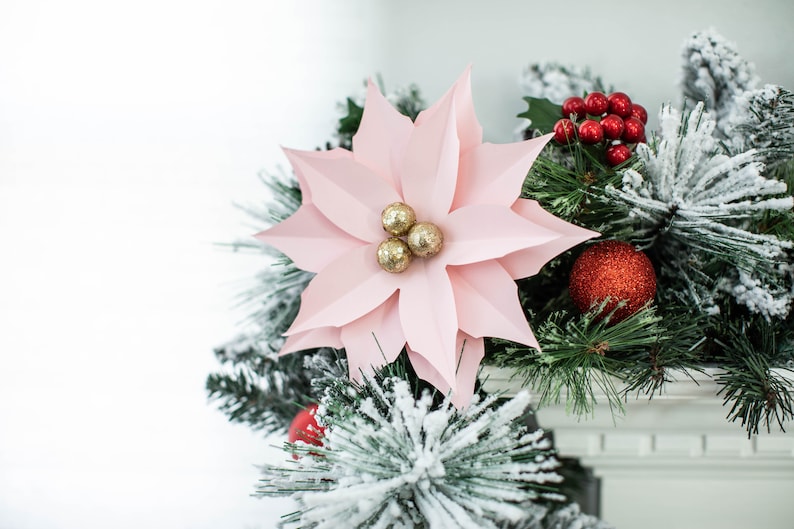 Mini Paper Poinsettia Template PDF PNG SVG Cricut &amp; - Etsy