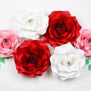 Petit/moyen/grand/papier fleur Rose modèle #1 PDF SVG DXF Png Pdf Studio3 fête de mariage anniversaire Decor