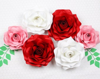 Pequeño / Mediano / Grande / Papel Flor Rosa Plantilla #1 PDF SVG DXF Png Pdf Studio3 Boda Fiesta Cumpleaños Decoración