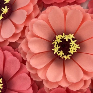Mini Zinnia modello fiore di carta piccolo/medio/grande PNG SVG DXF Studio3 decorazione di compleanno festa di nozze