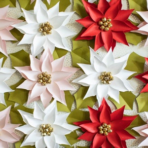 Mini Paper Poinsettia Template PDF PNG SVG | Cricut &amp; Silhouette Compatible | Handmade Christmas ...
