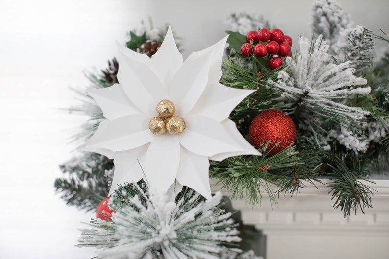 Mini Paper Poinsettia Template PDF PNG SVG Cricut &amp; - Etsy