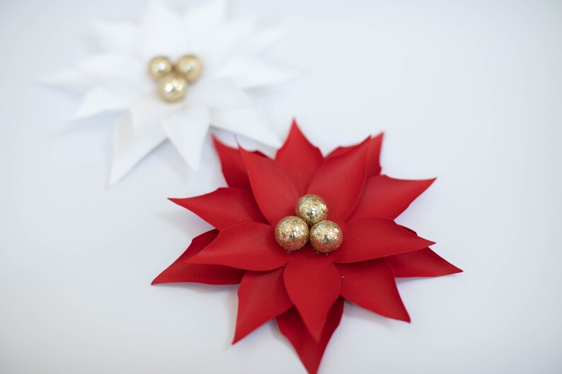 Mini Paper Poinsettia Template PDF PNG SVG Cricut &amp; - Etsy