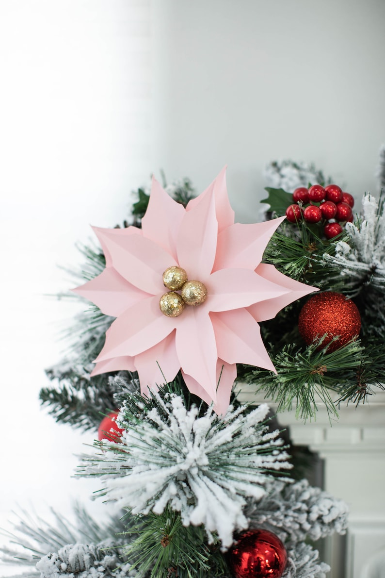 Mini Paper Poinsettia Template PDF PNG SVG Cricut &amp; - Etsy