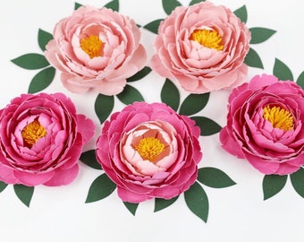 Mini Peony Plantilla Papel Flor Pequeña / Mediana / Grande PNG SVG DXF Studio3 Decoración de cumpleaños de fiesta de bodas