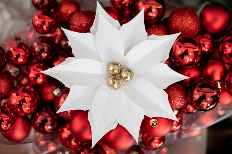 Mini Paper Poinsettia Template PDF PNG SVG Cricut &amp; - Etsy