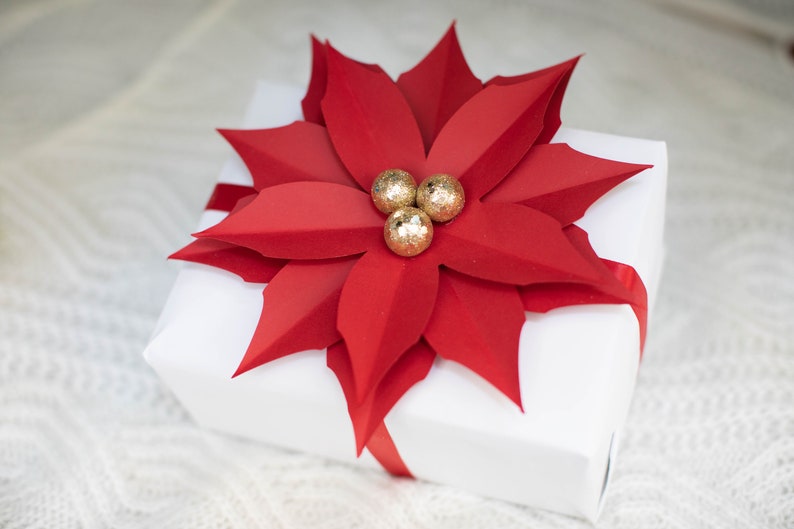 Mini Paper Poinsettia Template PDF PNG SVG Cricut &amp; - Etsy
