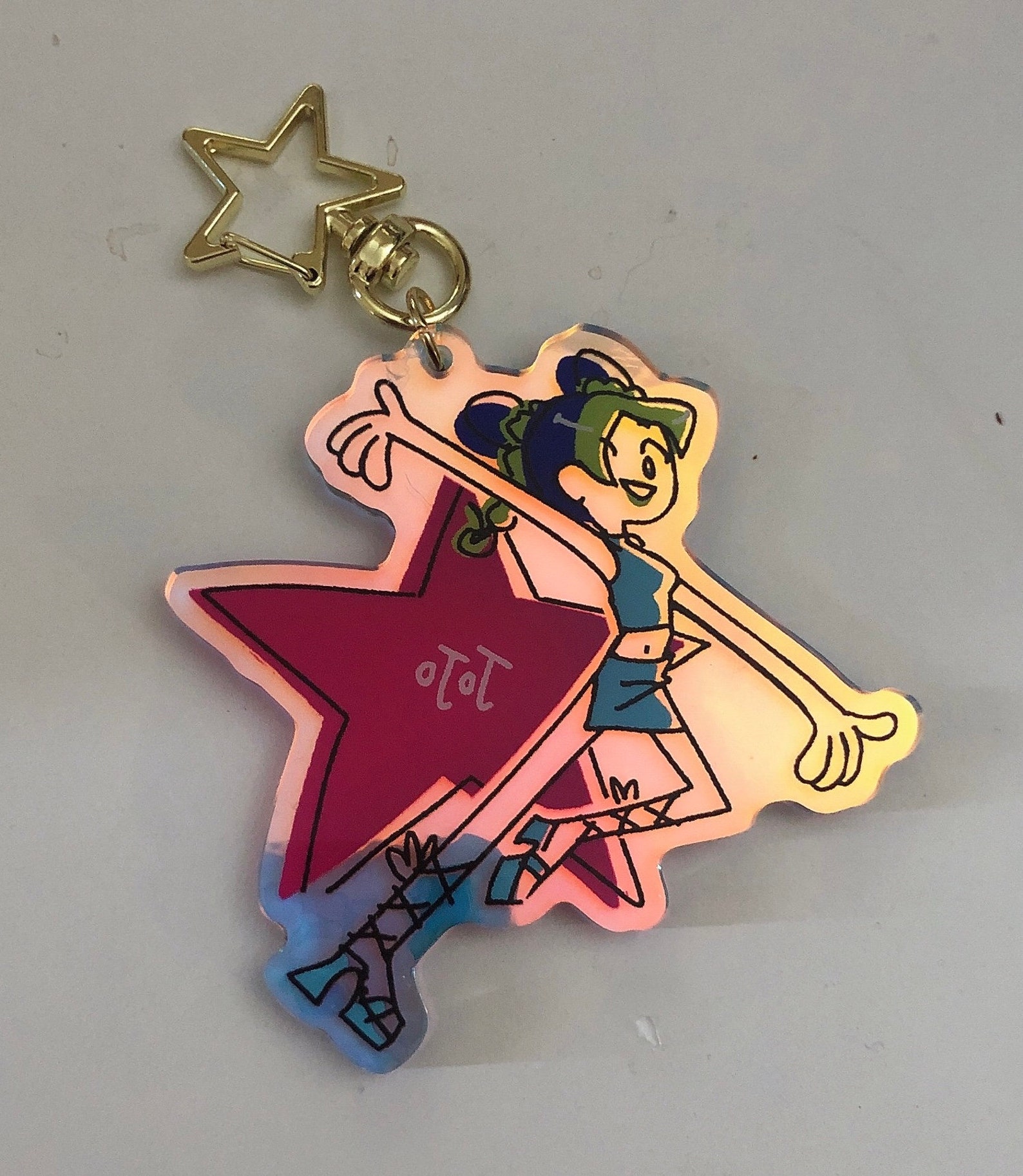 Jolyne Holographic Keychain Etsy