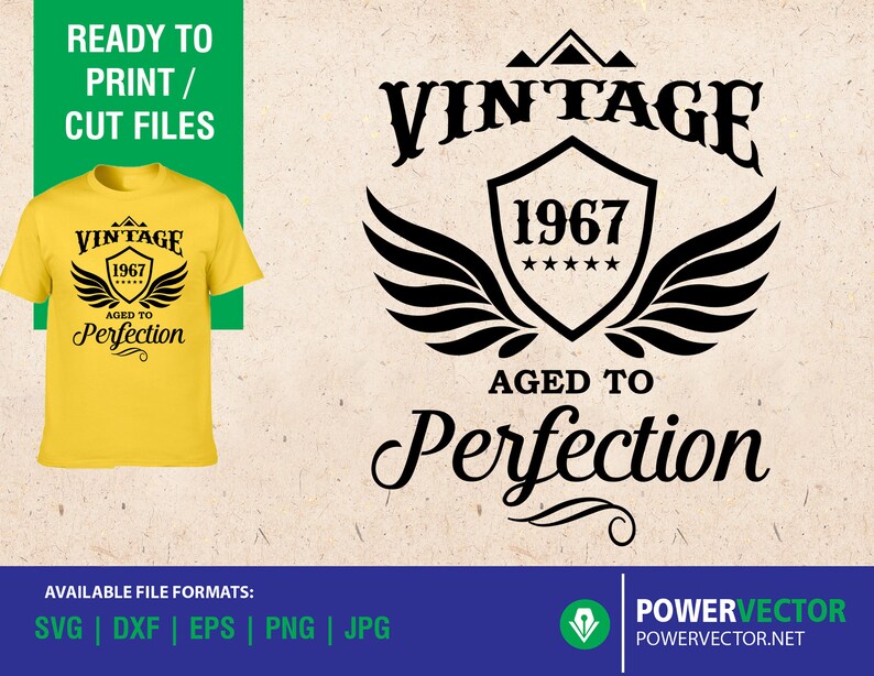 Download Vintage 1967 Aged to Perfection Birthday svg dxf eps png ...