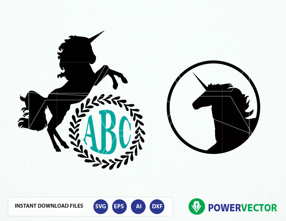 Download Unicorn Svg Unicorn Circle Monogram Frame Vector Files For Etsy