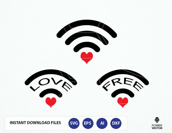 Love Svg Wifi Svg Love Wifi Design Svg Free Wifi Svg Wifi Etsy
