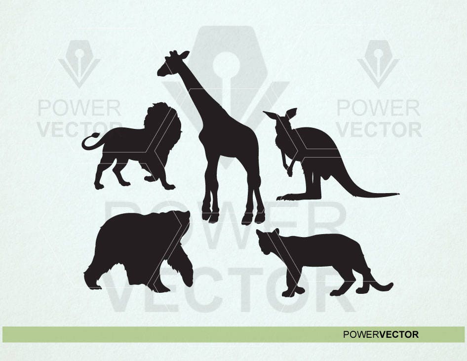 Download Wild Animals Svg File Geraffe Bear Kangaro Clip Art Etsy