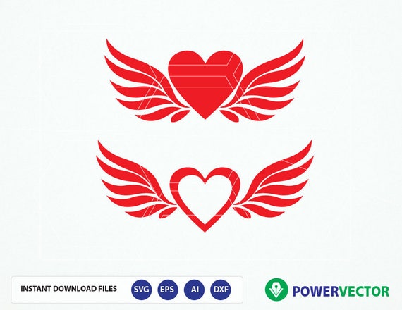Svg File Heart Angel Wings. Love Valentines Svg. Hearts ...