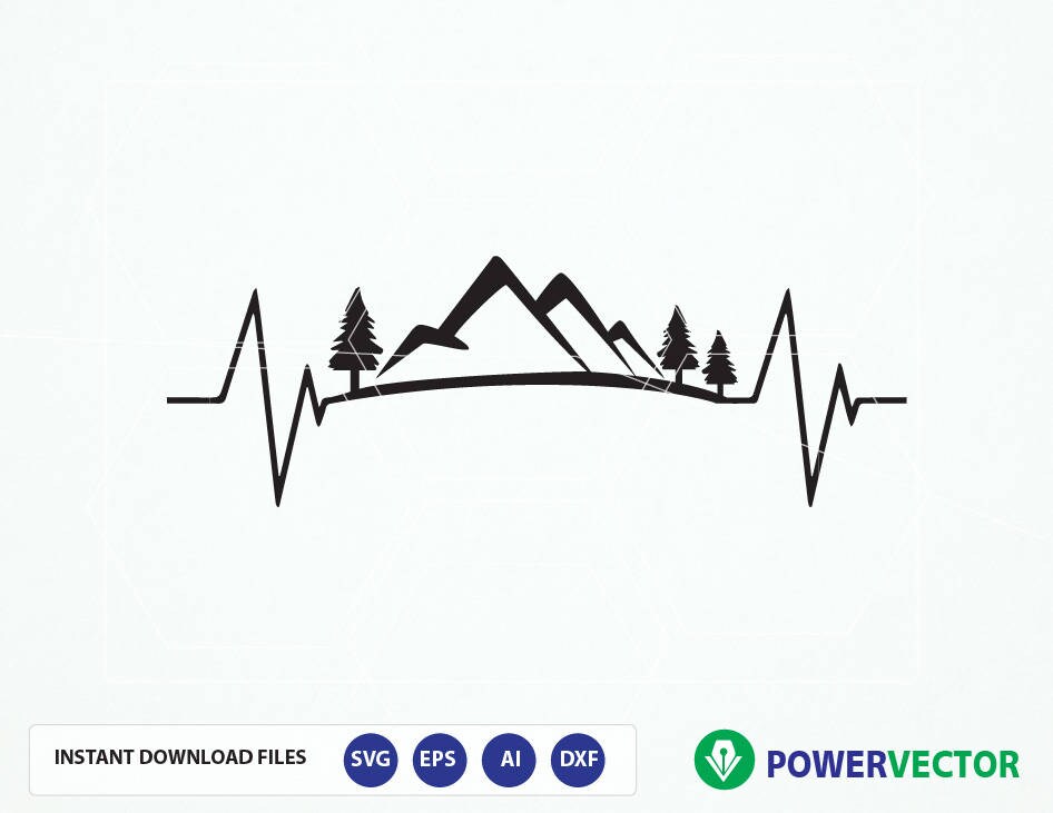 Svg EKG Heartbeat Mountain. Hiking Svg. Camping Svg Vacation | Etsy