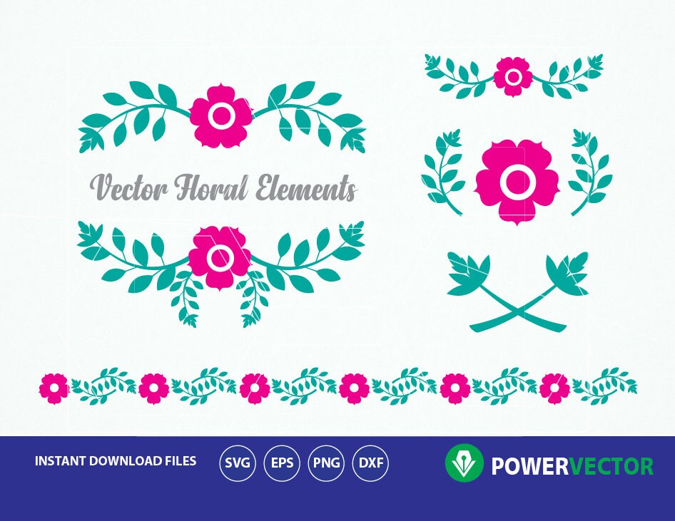 Download Flowers Svg Pink Floral Elements Floral Invitations Etsy